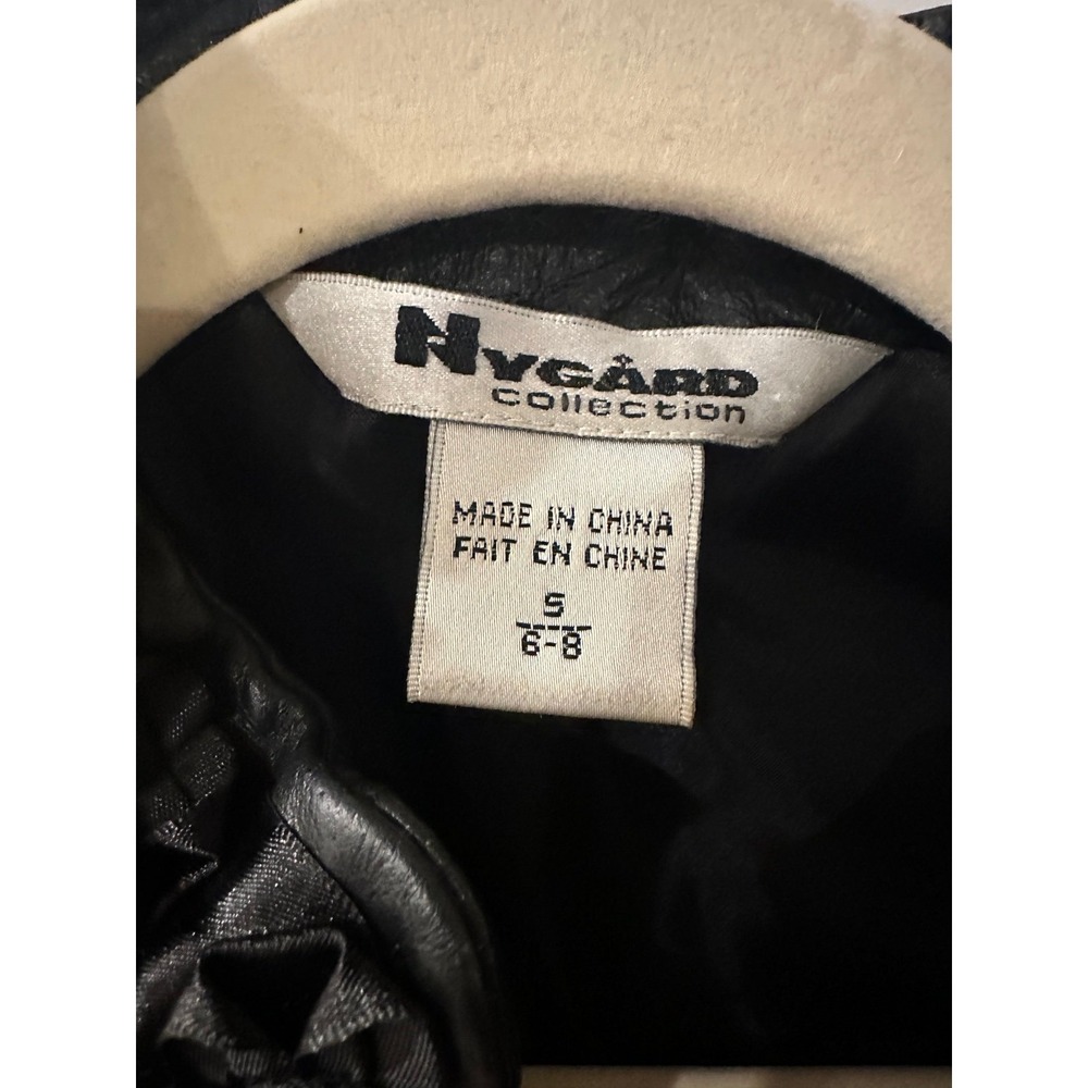 Vintage NYGARD Leather Jacket Sweater Black Size S Full Zip Front - Picture 3 of 7